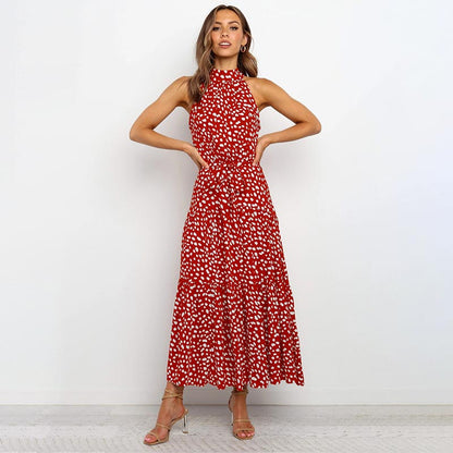 Boho Halter Polka Dot Dress