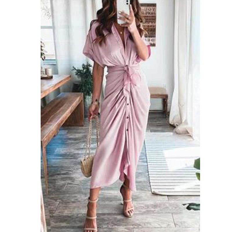 Woman wearing the Celeste Women's Kimono Sleeve Maxi Dress, a sophisticated party dress with elegant kimono sleeves and a fitted waist, standing gracefully in a stylish indoor setting.