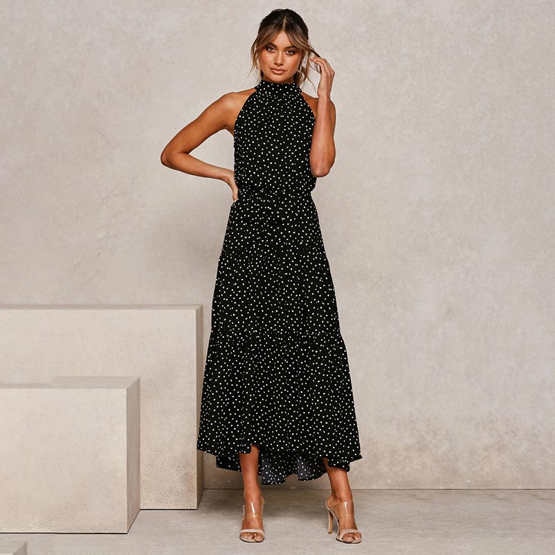 Boho Halter Polka Dot Dress