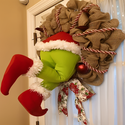 Festive door ornament featuring a playful and whimsical design, perfect for adding charm and holiday cheer to your seasonal decorations.