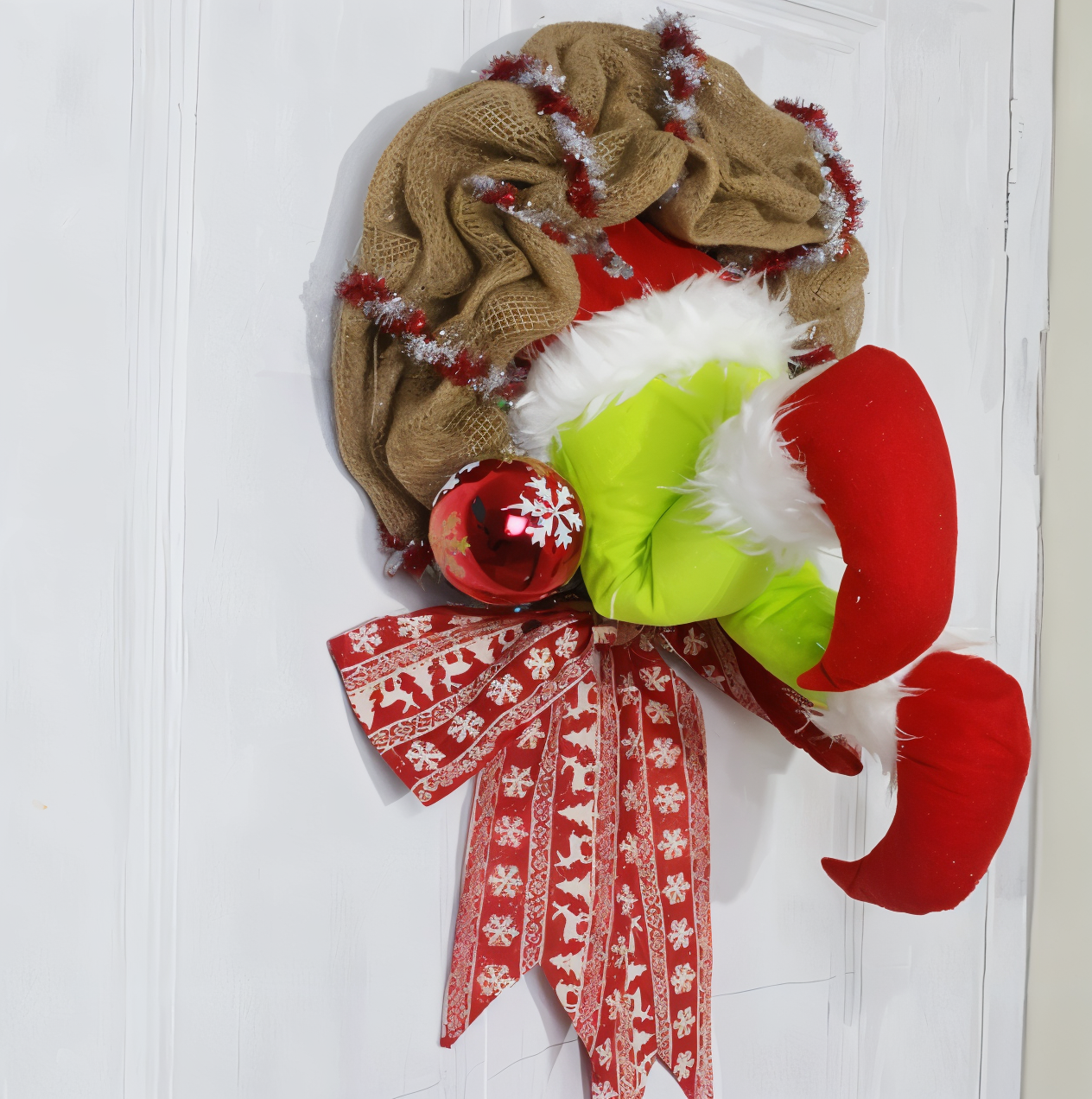 Festive door ornament featuring a playful and whimsical design, perfect for adding charm and holiday cheer to your seasonal decorations.