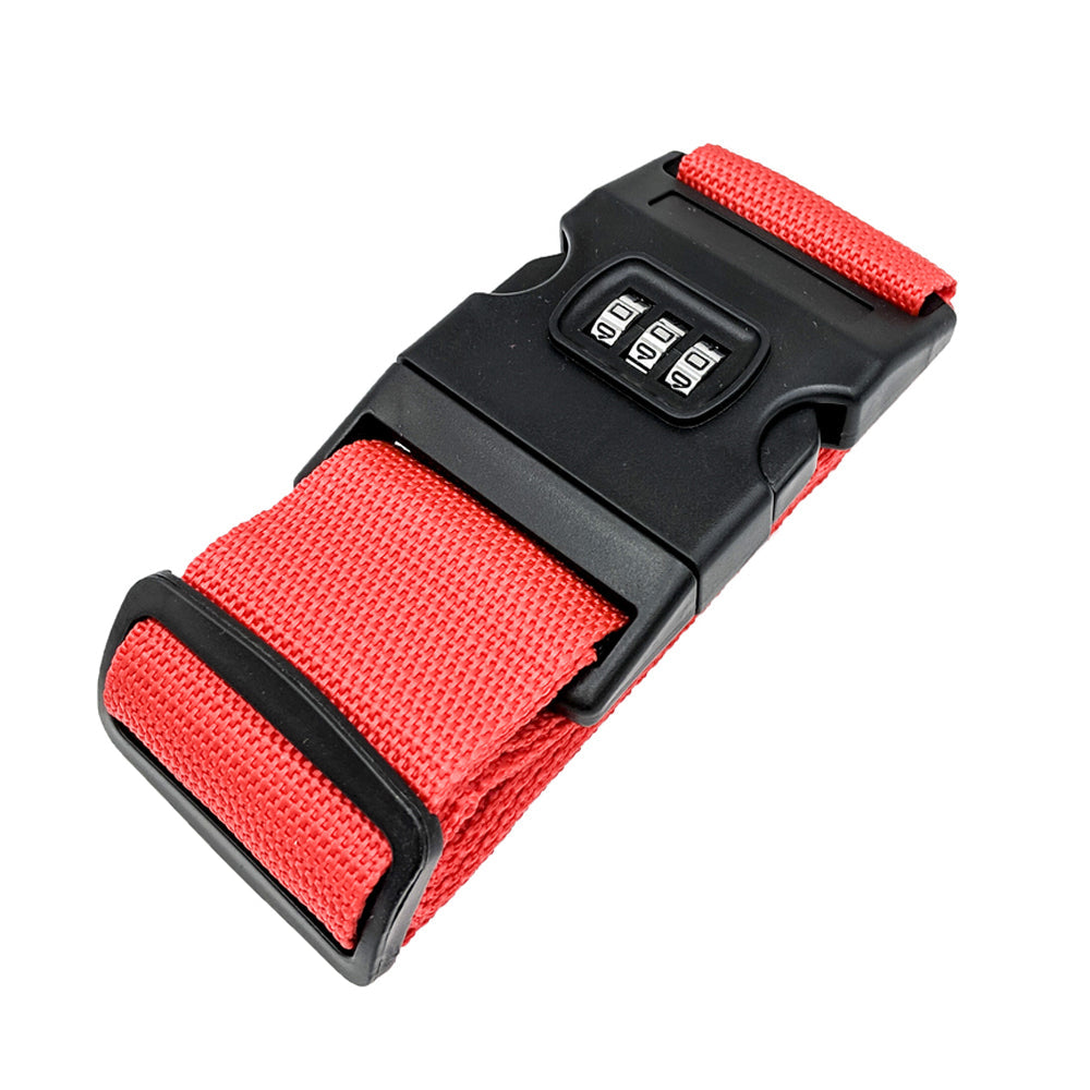 Secure luggage strap with combination lock, durable design, and adjustable fit for keeping travel bags protected and closed securely.