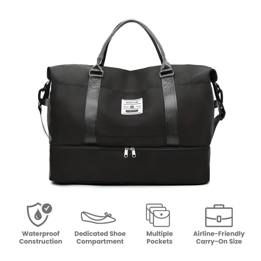 Women's travel bag with a spacious design, featuring sturdy handles, an adjustable strap, and smart compartments for organized storage. Perfect for weekend trips, gym sessions, or daily use, combining style and functionality for all your travel needs.