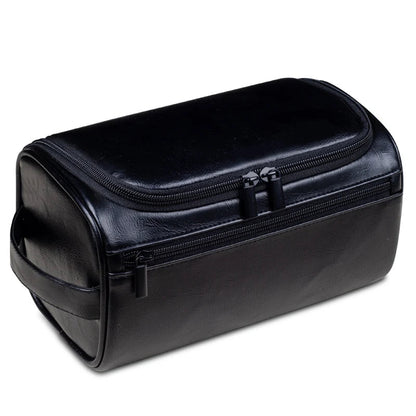  Stylish and compact toiletry bag with a durable design, featuring multiple zippers and a convenient handle for easy carrying, ideal for organizing essentials during travel.