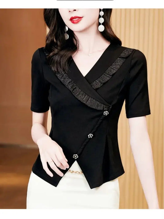 Elegant Short Sleeves T-Shirt by SunshineStyle