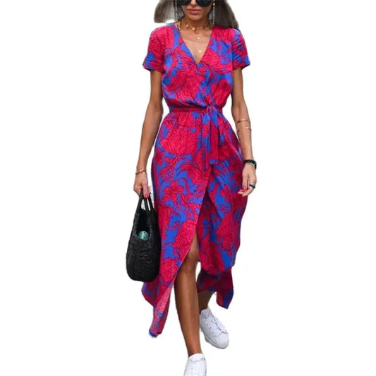 Women Split Hem Lace Up Dress