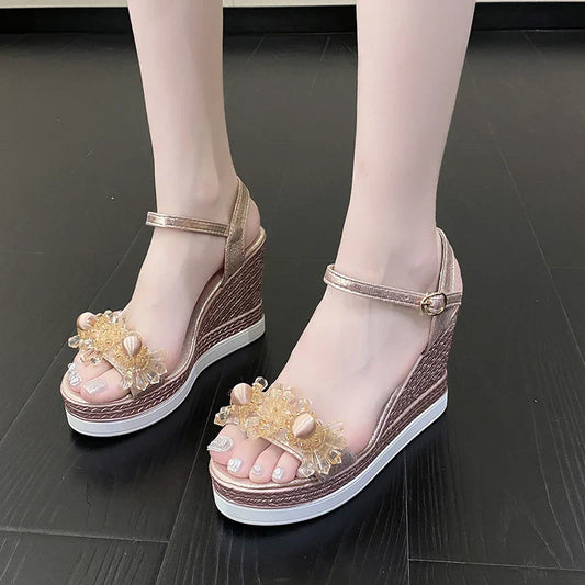Zavanova Glitter Wedge Sandals