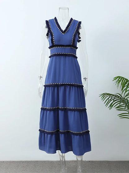 Elegant Sleeveless Tassel Dress