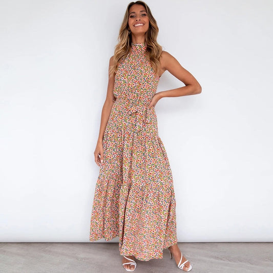 Boho Halter Polka Dot Dress