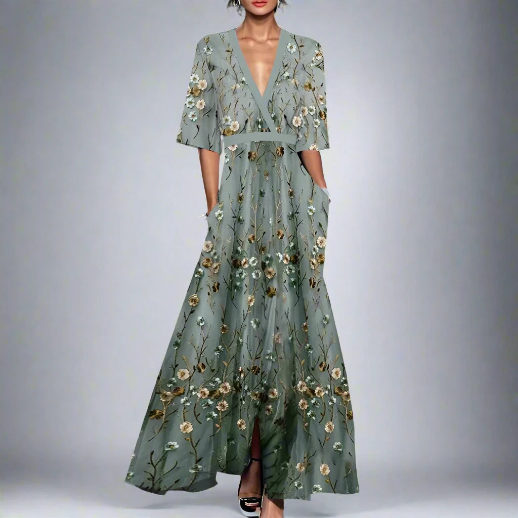 Spring V-Neck Tiered Party Dress