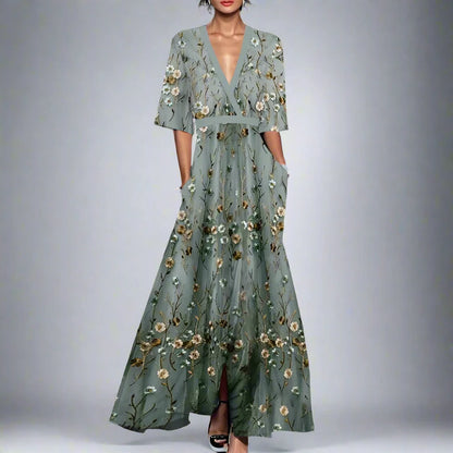 Spring V-Neck Tiered Party Dress