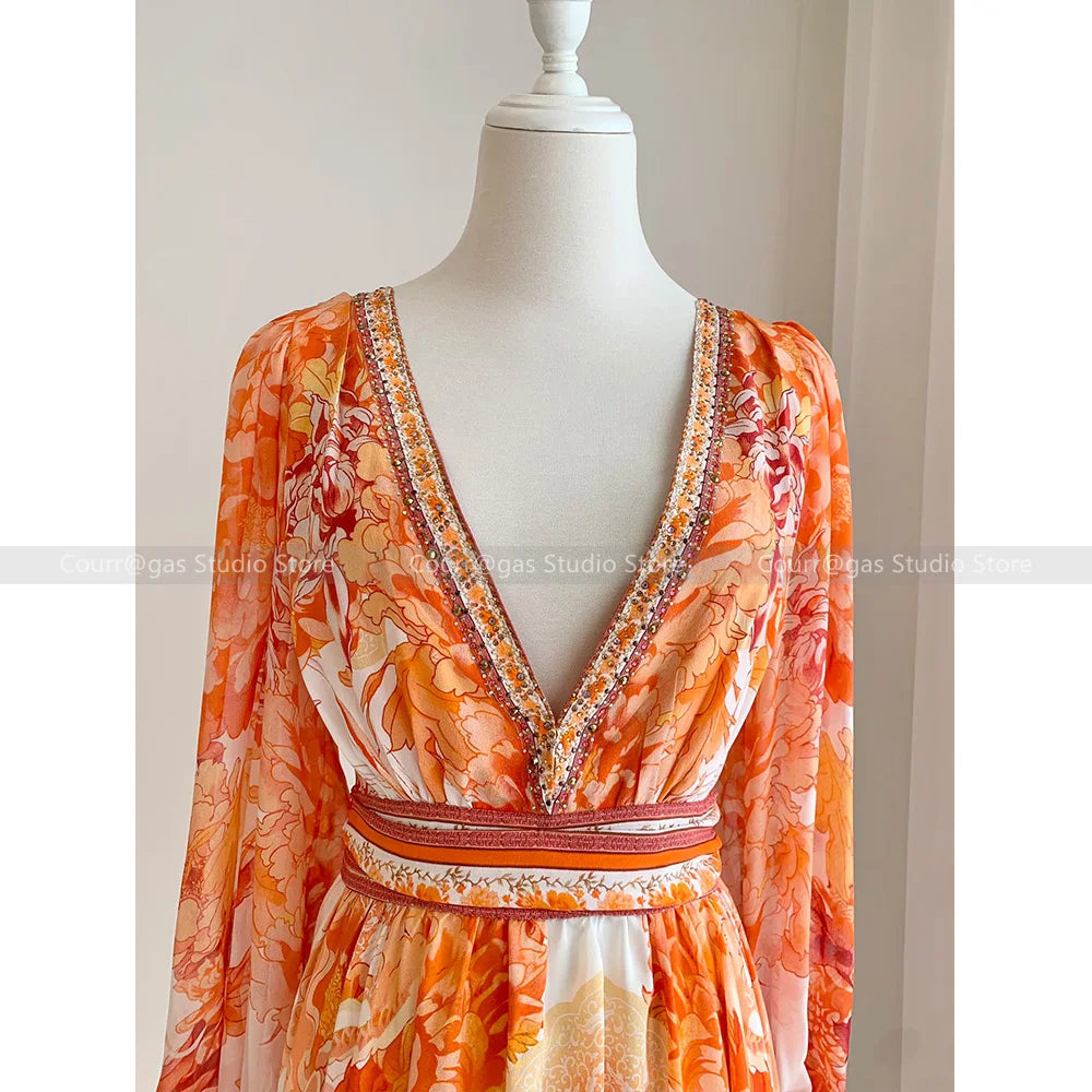 Deep V Silk Dress by HorizonElegance