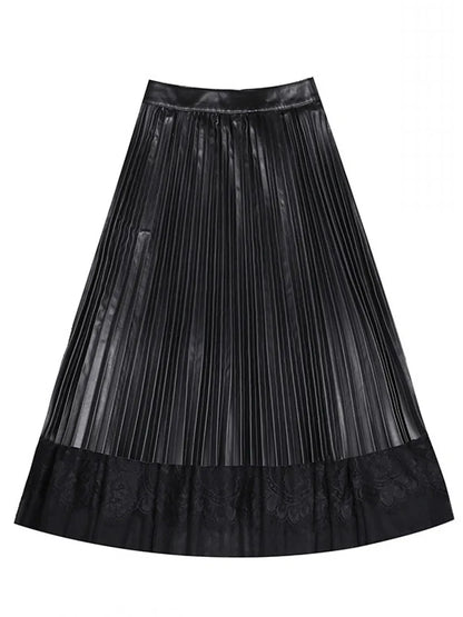 Vintage Women Long Genuine Leather Skirt from Ethereal Grace