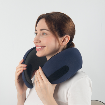 Ergonomic travel pillow designed for neck and head support, offering ultimate comfort during long trips. Compact, lightweight, and perfect for flights, car rides, or relaxing at home. Ideal for reducing strain and ensuring restful travel.