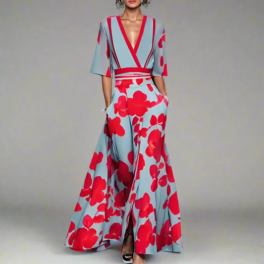 Spring V-Neck Tiered Party Dress