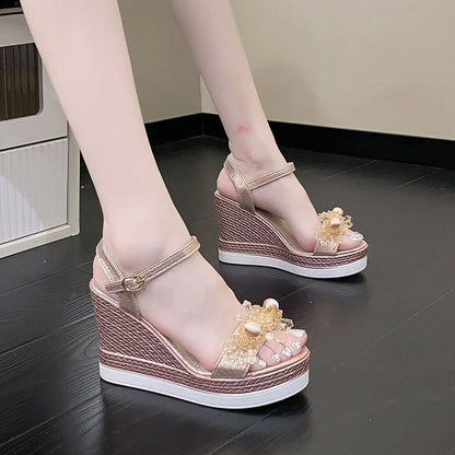 Zavanova Glitter Wedge Sandals