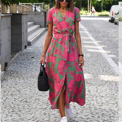 Women Split Hem Lace Up Dress