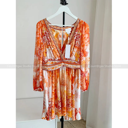 Deep V Silk Dress by HorizonElegance