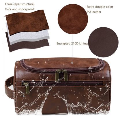  Stylish and compact toiletry bag with a durable design, featuring multiple zippers and a convenient handle for easy carrying, ideal for organizing essentials during travel.