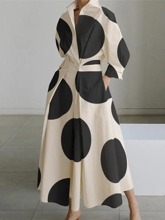 Polka Dot Tied Waist Party Dress