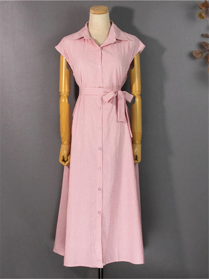 Dress Women Square Collar Spliced Mid-Length Dress