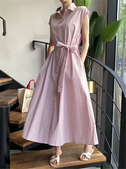 Dress Women Square Collar Spliced Mid-Length Dress