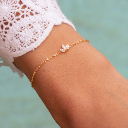 Close-up of a wrist wearing the Lila Women's Elegant Bracelet showcasing its minimalist design with delicate details. A perfect accessory for adding subtle elegance to any outfit.