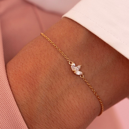 Close-up of a wrist wearing the Lila Women's Elegant Bracelet showcasing its minimalist design with delicate details. A perfect accessory for adding subtle elegance to any outfit.