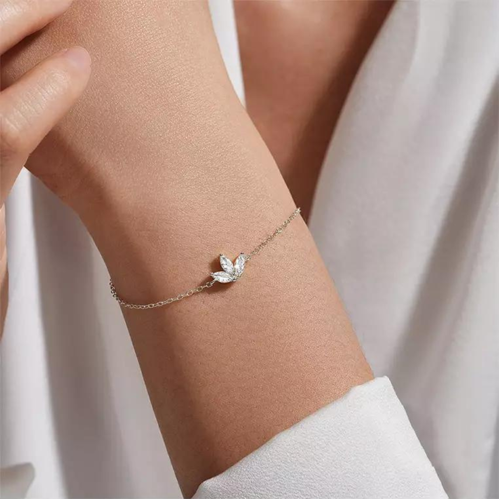 Close-up of a wrist wearing the Lila Women's Elegant Bracelet showcasing its minimalist design with delicate details. A perfect accessory for adding subtle elegance to any outfit.