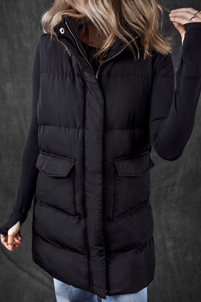 Sleek Quilted Puffer Vest with Side Pockets