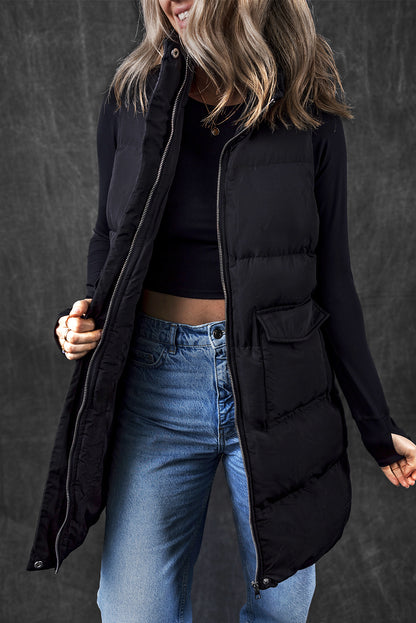 Sleek Quilted Puffer Vest with Side Pockets