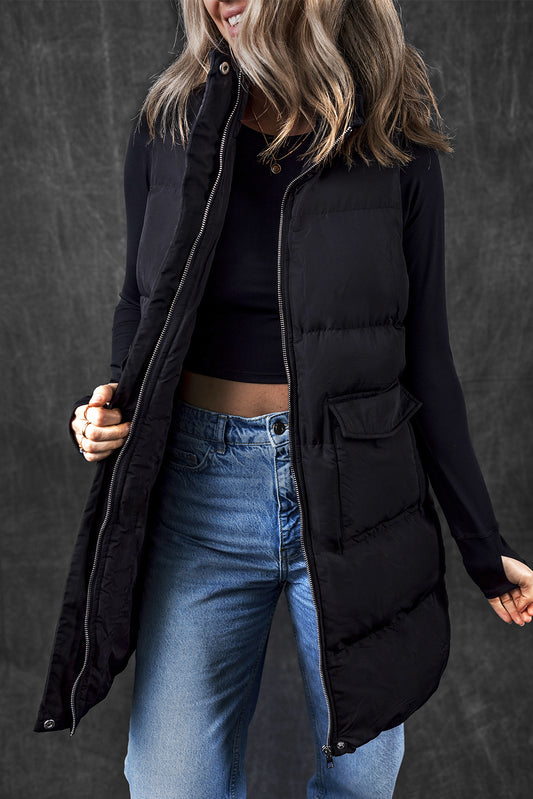 Sleek Quilted Puffer Vest with Side Pockets