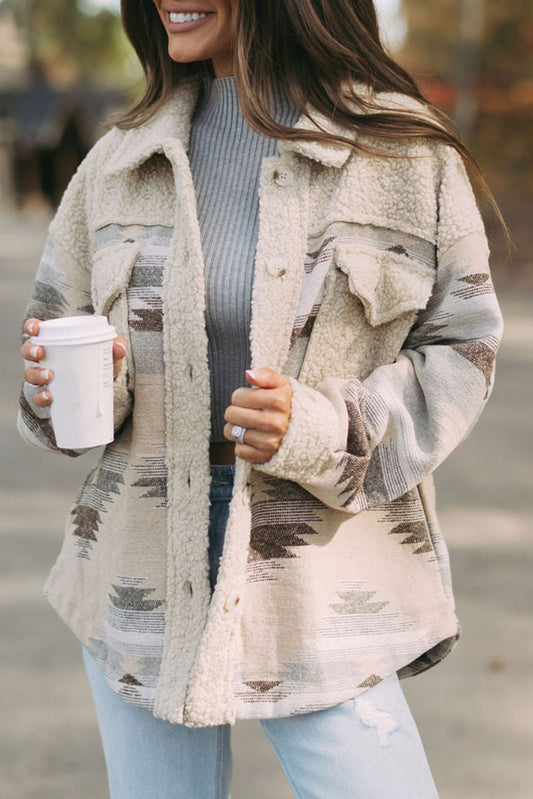 Sierra - Aztec Sherpa Button-Up Jacket