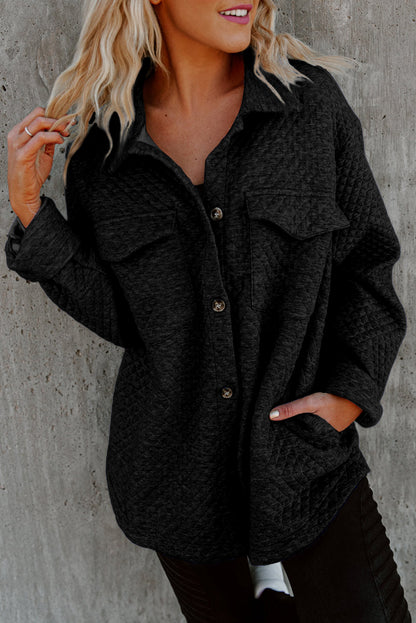Textured Oversized Button - Down Shacket