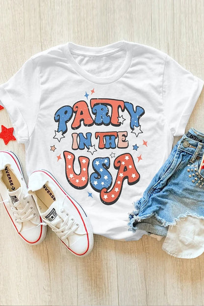 StarWave White Party in the USA Flag Fashion Top