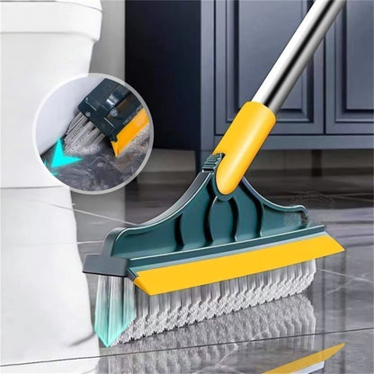 Multi-functional cleaning brush with a sturdy handle, designed for efficient scrubbing of floors, tiles, and hard-to-reach areas.