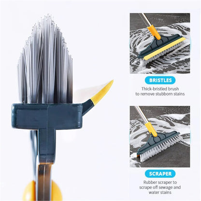 Multi-functional cleaning brush with a sturdy handle, designed for efficient scrubbing of floors, tiles, and hard-to-reach areas.