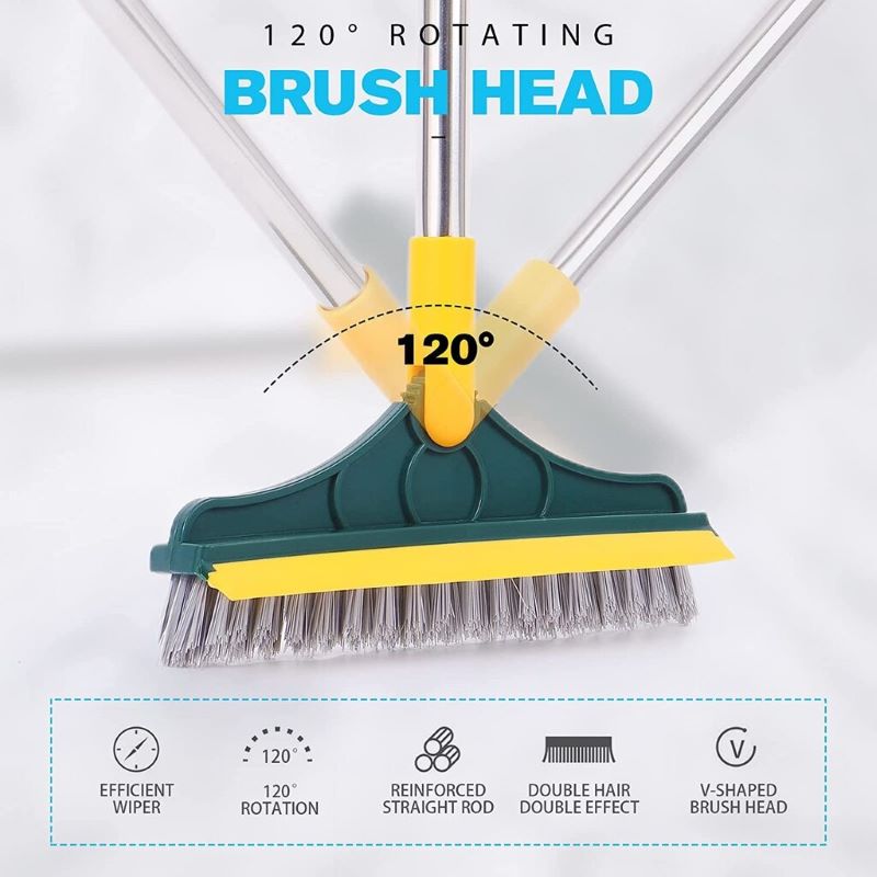 Multi-functional cleaning brush with a sturdy handle, designed for efficient scrubbing of floors, tiles, and hard-to-reach areas.