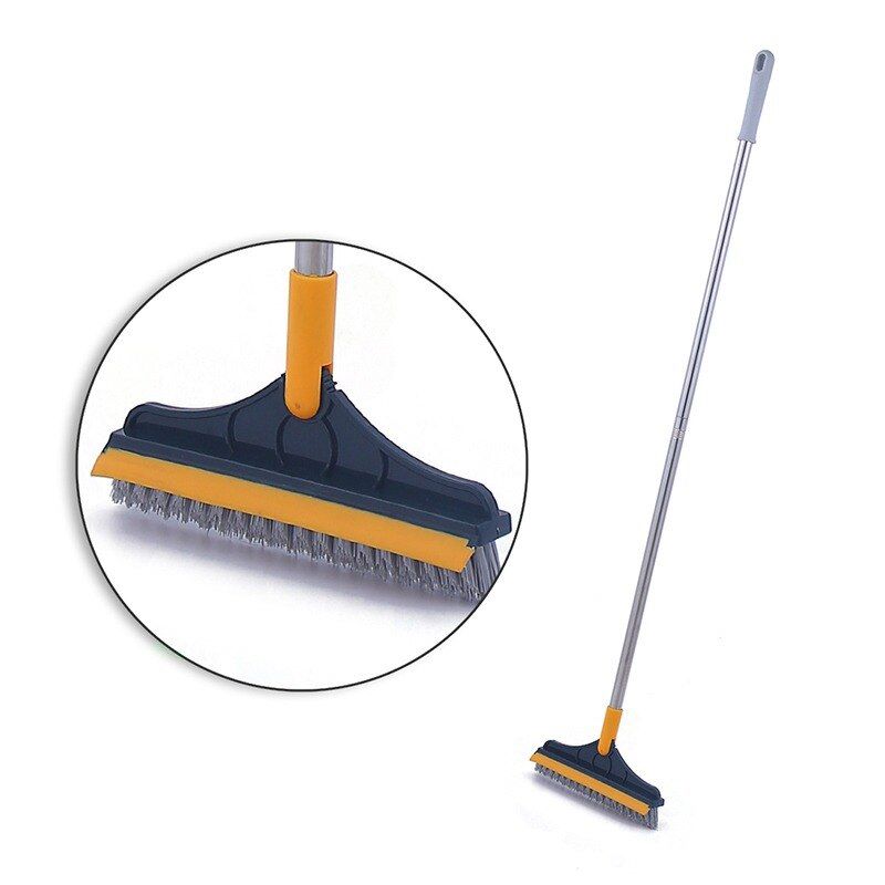 Multi-functional cleaning brush with a sturdy handle, designed for efficient scrubbing of floors, tiles, and hard-to-reach areas.