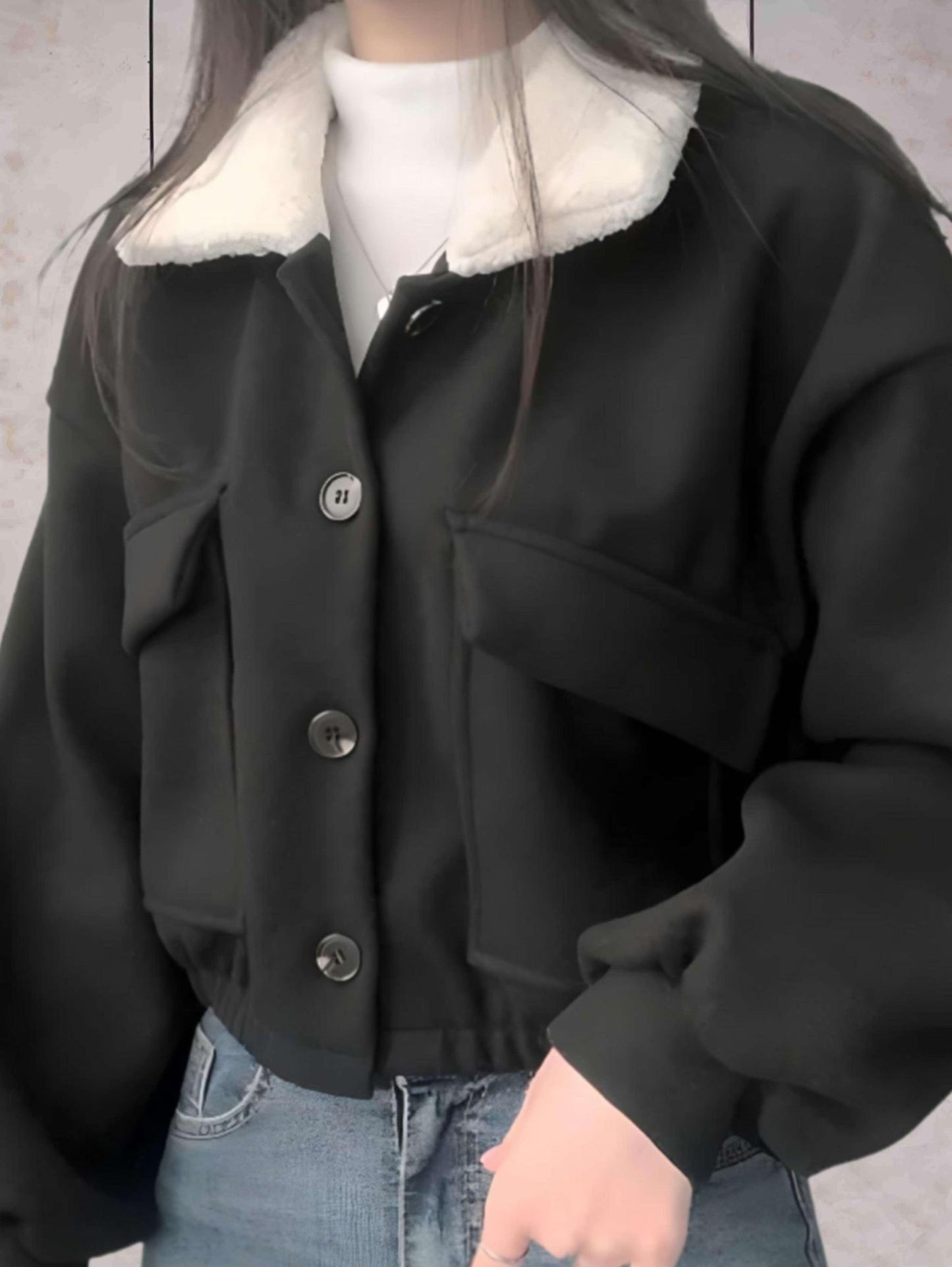 Amelia - Elegant Winter Wool Coat with Button Closure