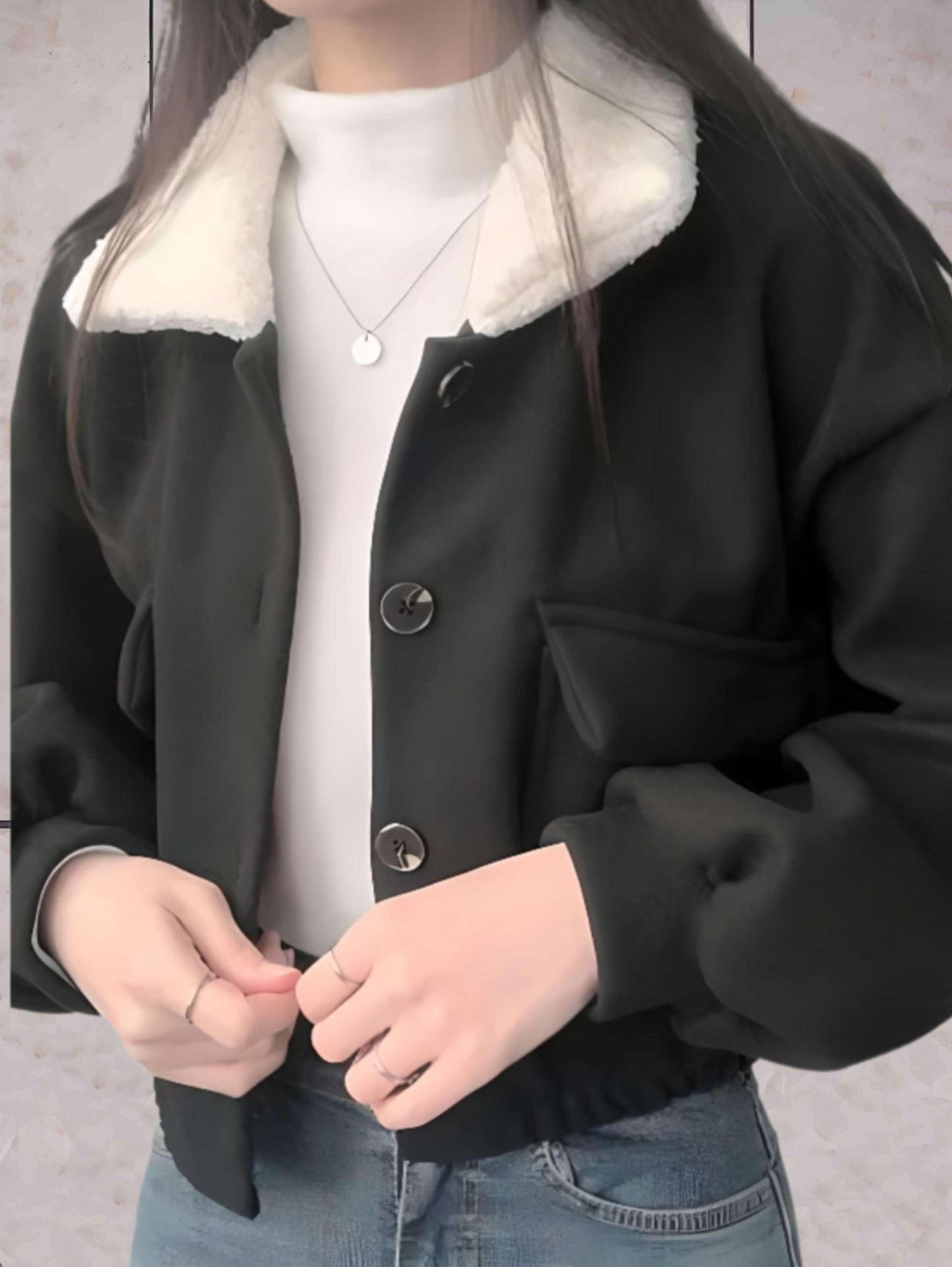 Amelia - Elegant Winter Wool Coat with Button Closure