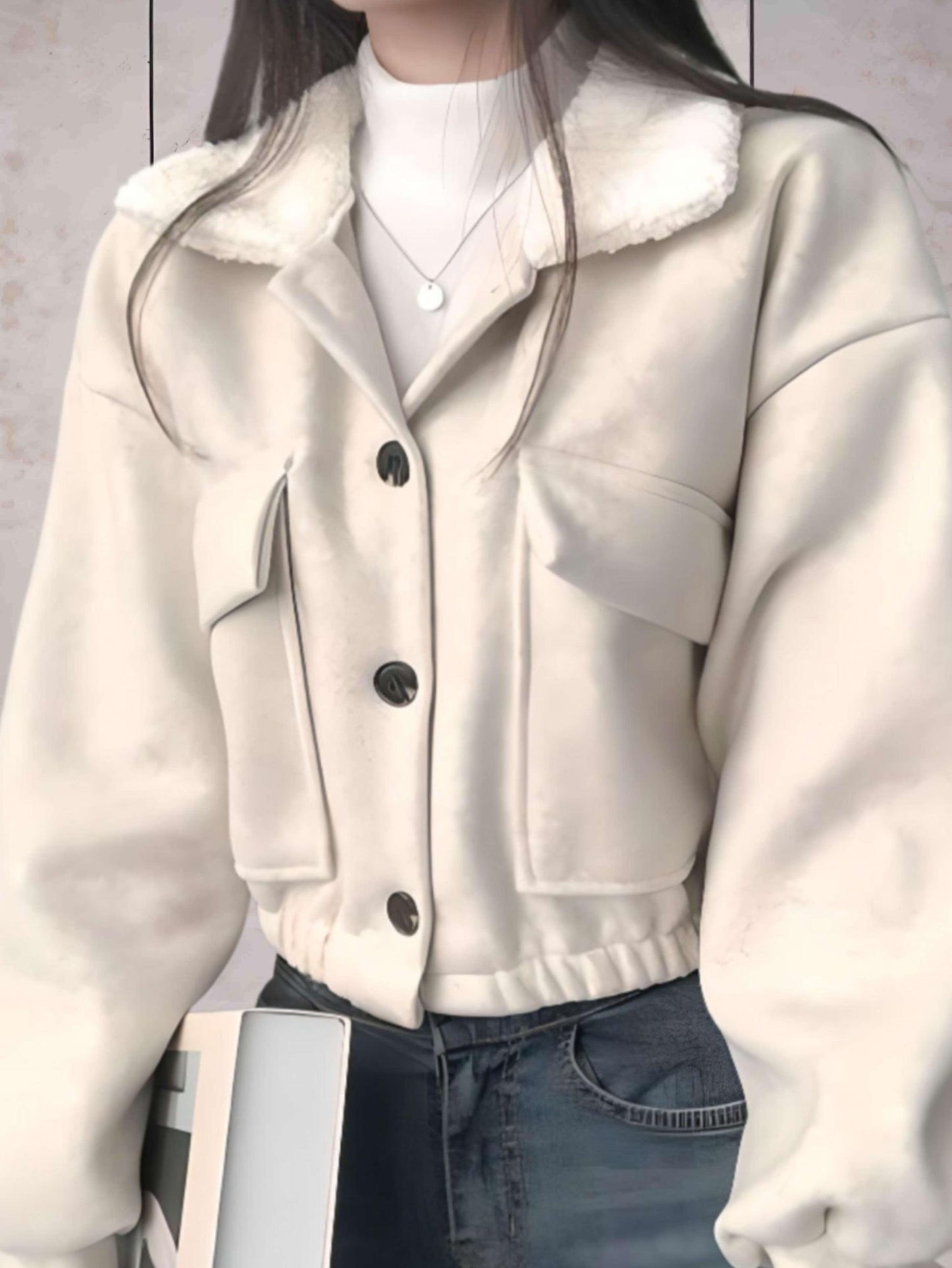 Amelia - Elegant Winter Wool Coat with Button Closure