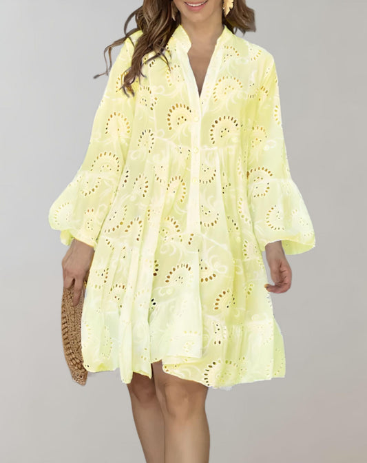 Mira - Stylish V-neck dress with embroidery for summers