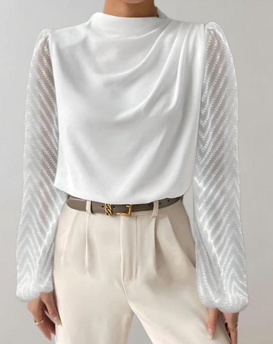 Fiona - Trendy High neck Top with long sleeve