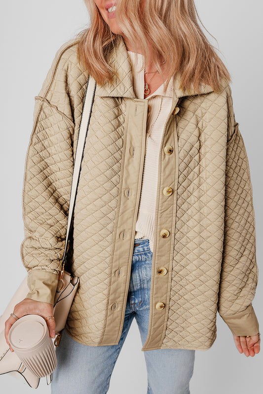 Quilted Button-Down Oversized Jacket