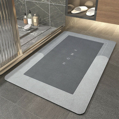 Oval anti-slip mat placed in a modern bathroom setting with slippers nearby, featuring a sleek and stylish design for the sale of Eva | Anti-Slip Mat | Stylish Home Mat.