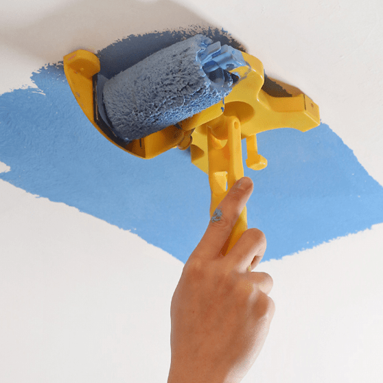 Hand using a precision paint roller with an edge guard, showcasing its ability to create clean and sharp lines for a flawless painting finish.