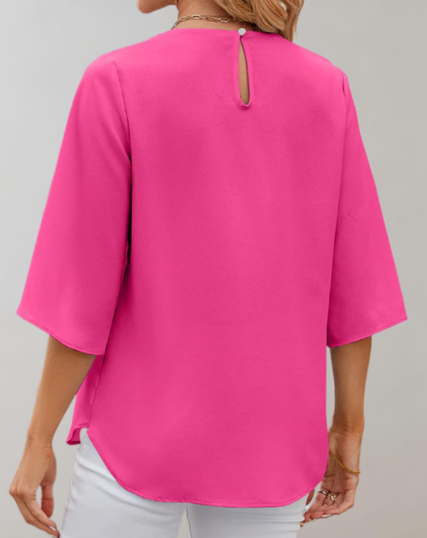 Mila - Flowing Bell Sleeve pleated neck Top for women