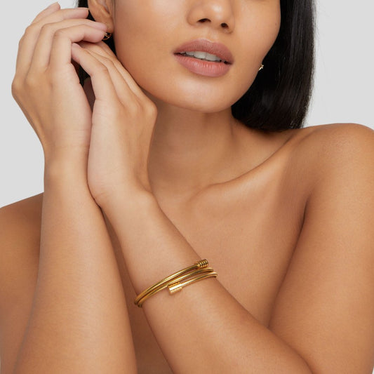 Close-up of the Ava Women's Adjustable Bracelet, showcasing its chic and modern design with a sleek, adjustable band. A versatile accessory perfect for adding elegance to any outfit.